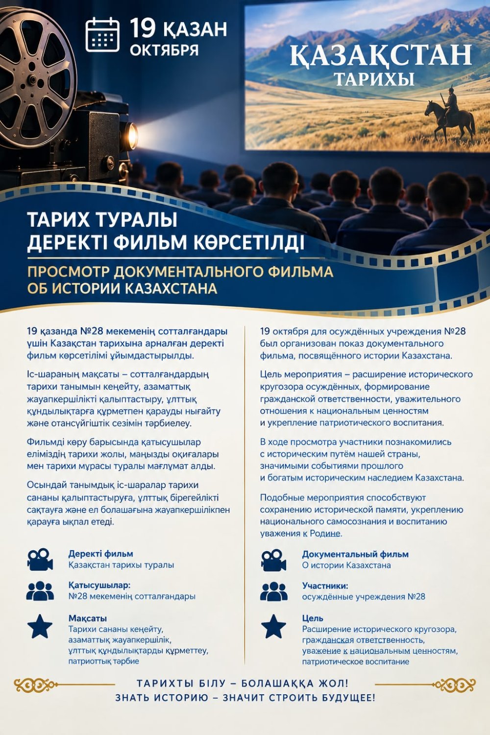 A documentary film about the history of Kazakhstan on the eve of Republic Day was shown at institution No. 28. — Photo 1