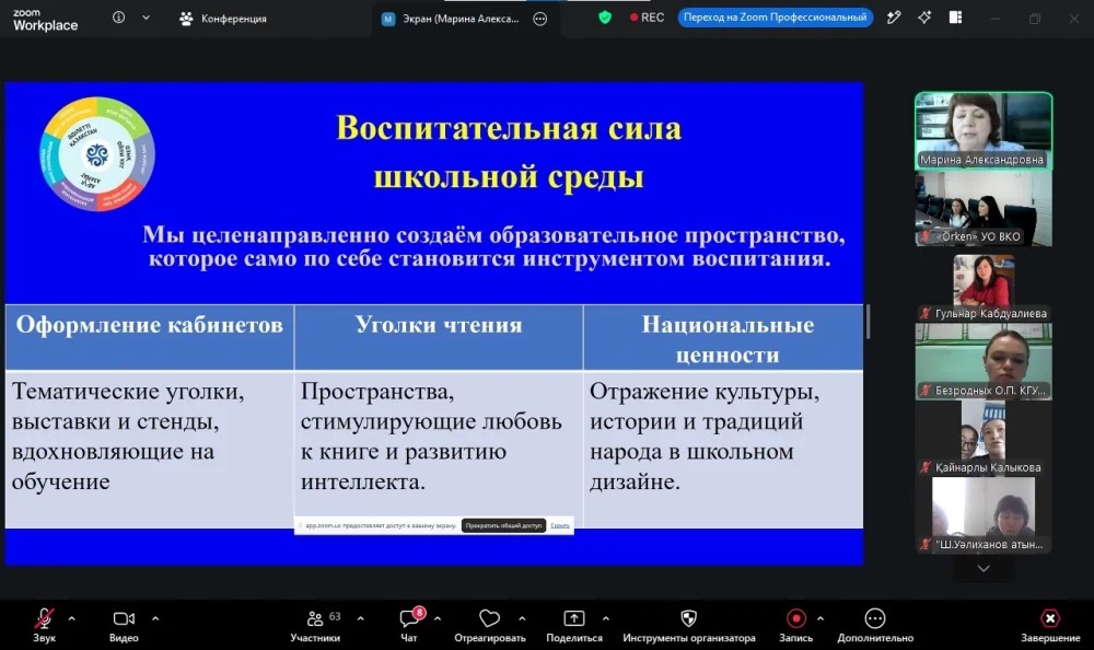 Regional online seminar was held on the topic 'Unified Values - Shared Responsibility: Implementation of the 'Adal Azamat' and 'Law and Order' Programs in Educational Organizations' — Photo 6