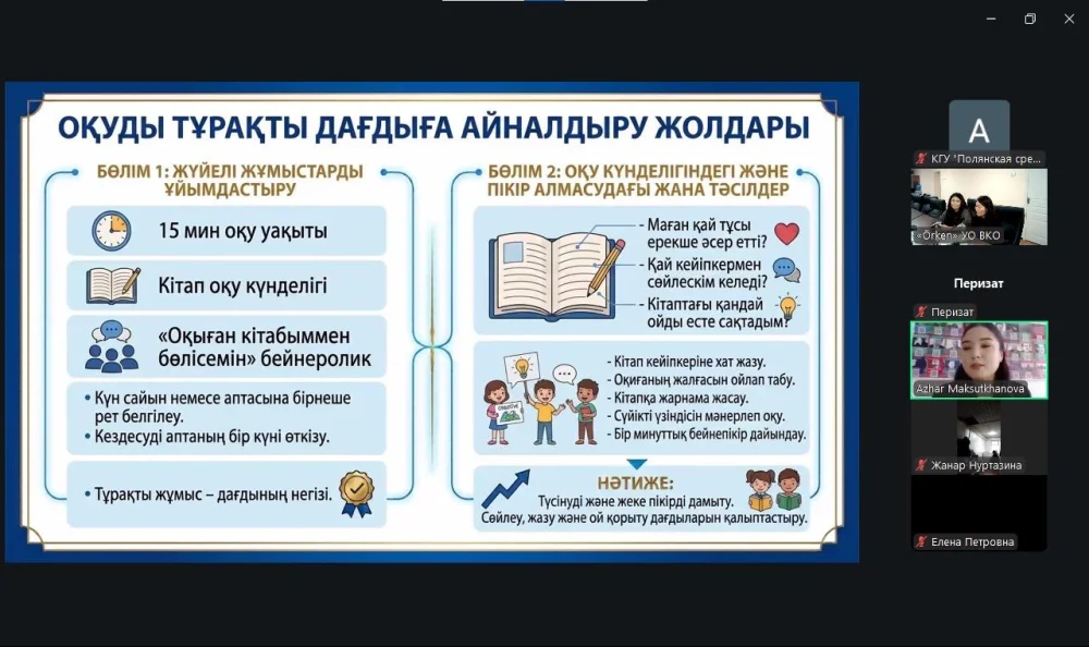 Regional online seminar for librarians of educational organizations on the topic: "Implementation of the Reading Nation project: ways to increase reading culture and students' interest in books" — Photo 5