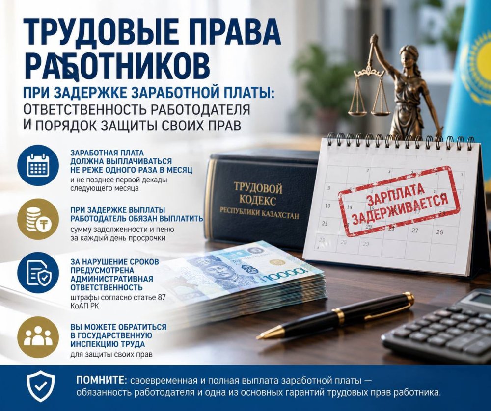 Жалақыны уақытылы төлеу — жұмыс берушінің міндеті!