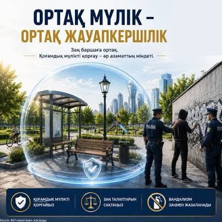 ВАНДАЛИЗМГЕ ЖОЛ ЖОҚ: ҚОҒАМДЫҚ МҮЛІКТІ ҚОРҒАУ – ОРТАҚ ЖАУАПКЕРШІЛІГІМІЗ