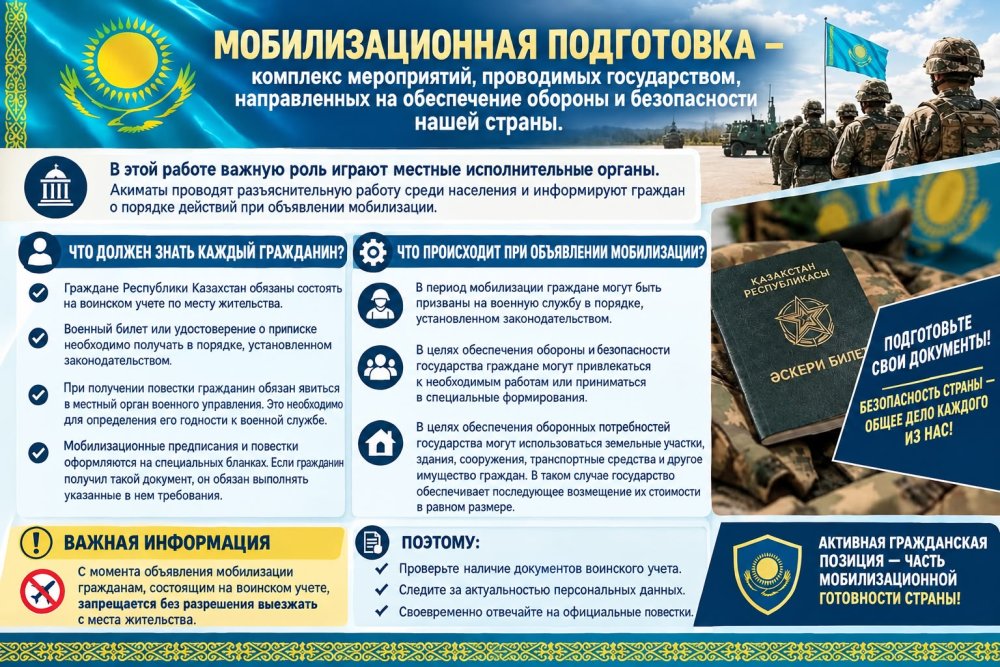 Мобилизациялық дайындық – мемлекеттің қорғанысы мен қауіпсіздігін қамтамасыз ету мақсатында жүргізілетін іс-шаралар кешені.