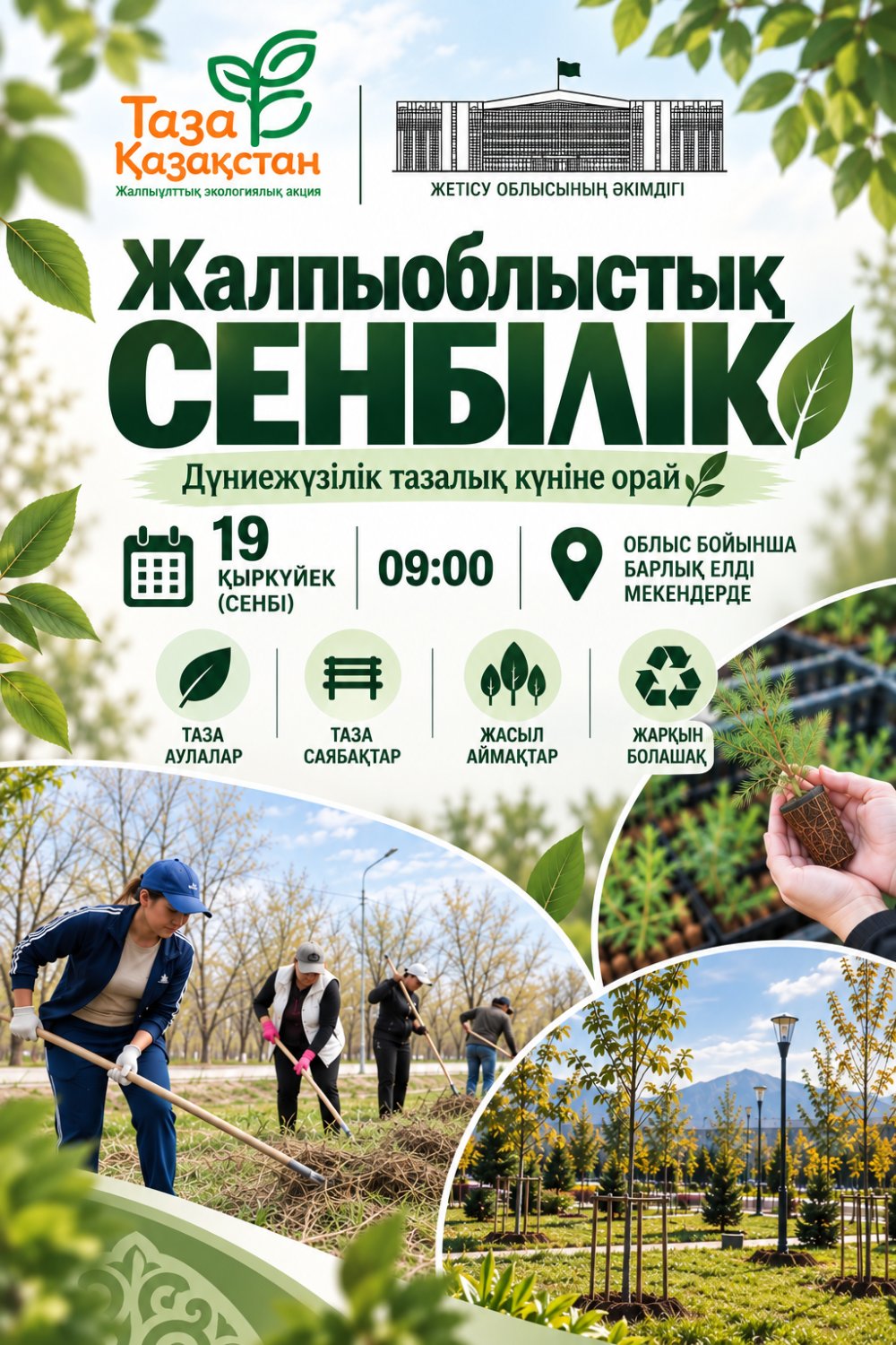 Жетісу облысында Дүниежүзілік тазалық күніне орай облыстық сенбілік өтеді