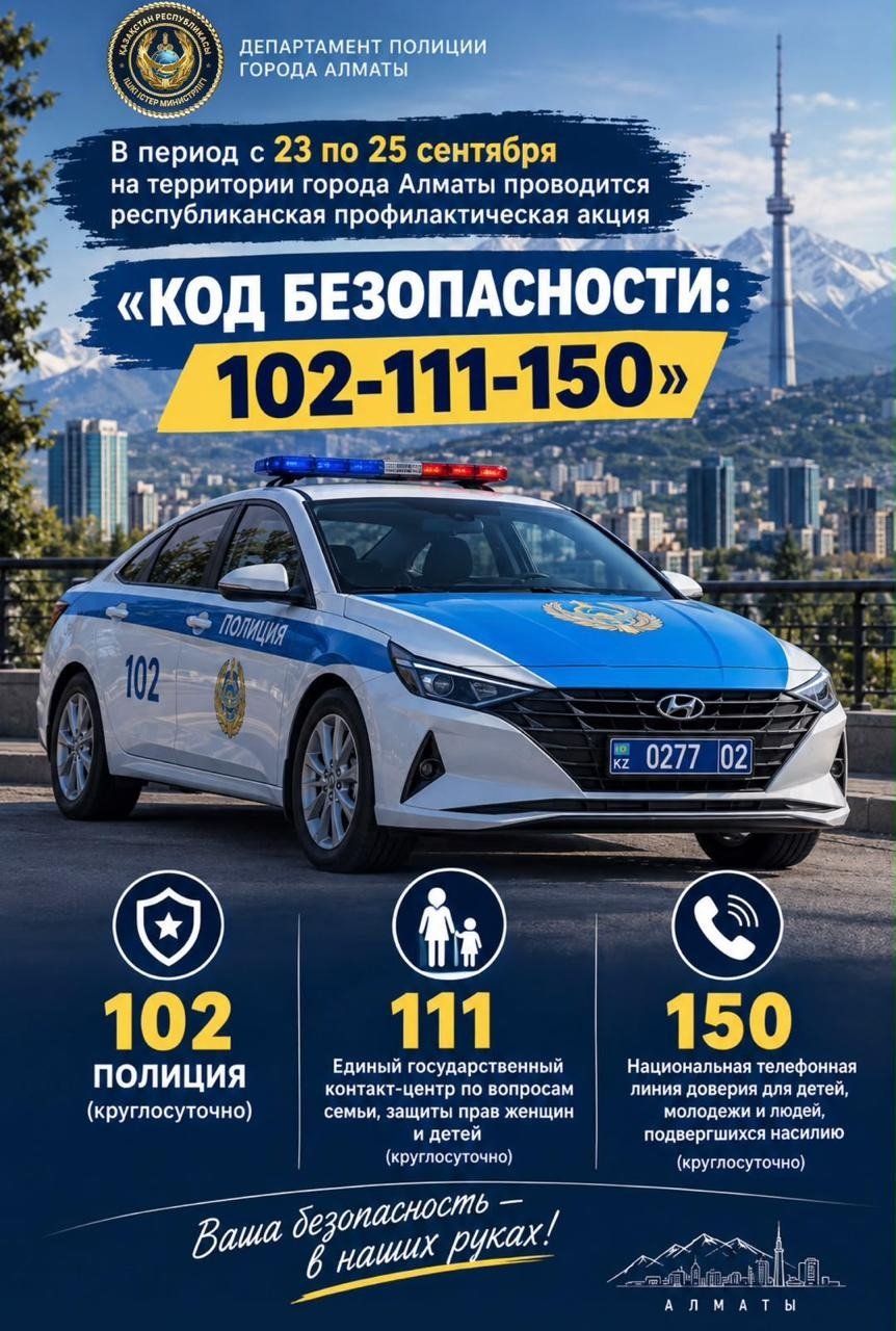 Наурызбай ауданында «Қауіпсіздік коды: 102–111–150» акциясы өтуде