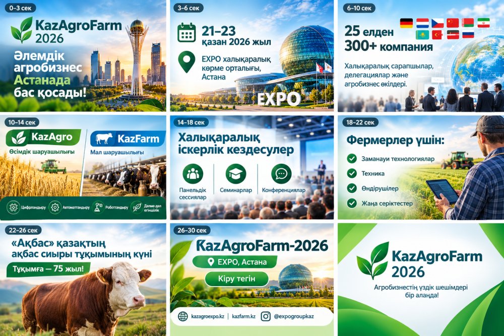 21–23 қазан аралығында Астанадағы EXPO көрме орталығында ExpoGroup компаниясы ұйымдастыратын халықаралық KazAgroFarm-2026 көрмесі өтеді