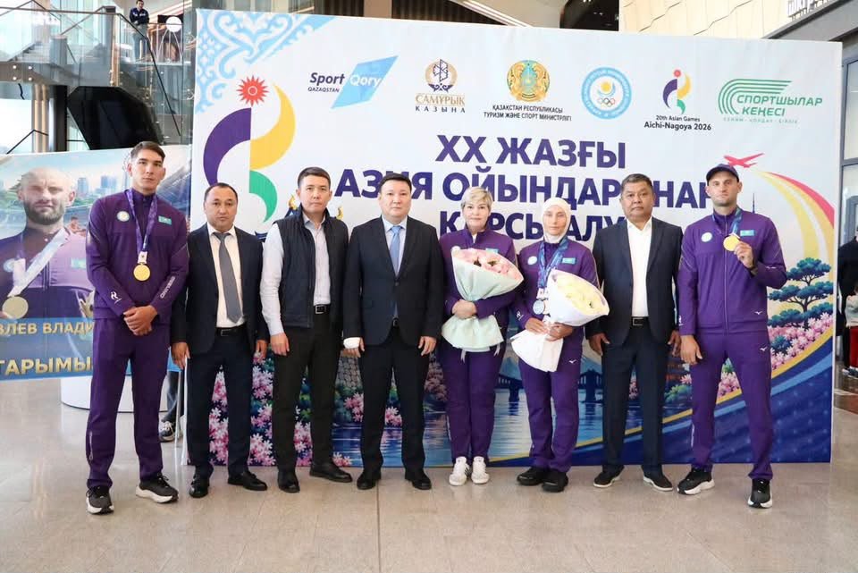 ТҮРКІСТАН ЖҰРТШЫЛЫҒЫ АЗИЯ ОЙЫНДАРЫНЫҢ ЖЕҢІМПАЗДАРЫ МЕН ЖҮЛДЕГЕРЛЕРІН ҚОШЕМЕТПЕН ҚАРСЫ АЛДЫ