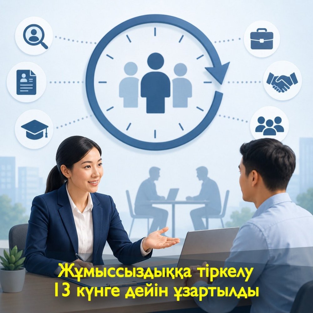Жұмыссыздыққа тіркелу 13 күнге дейін ұзартылды