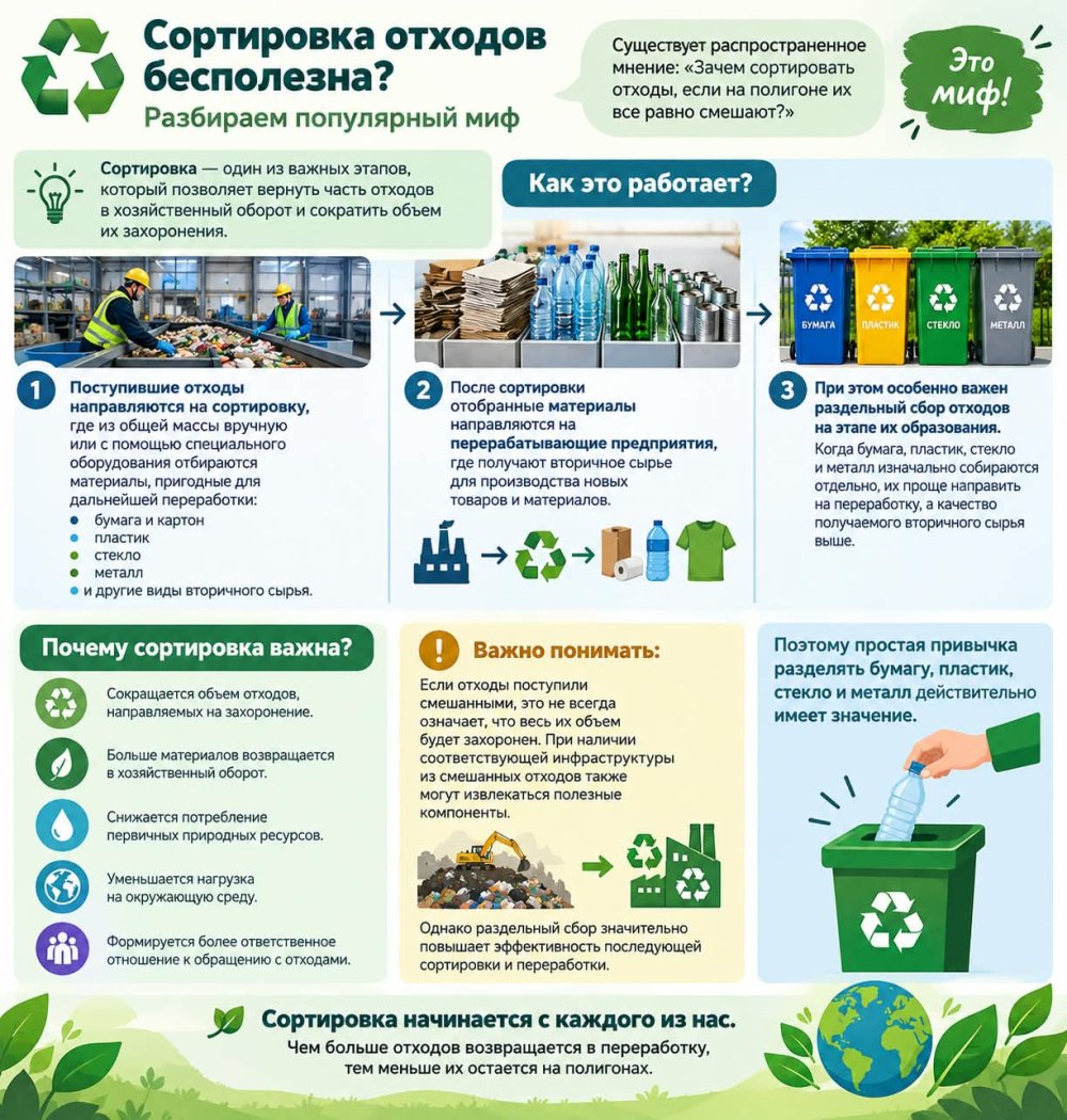 Қалдықтарды сұрыптау пайдасыз ба? Танымал мифті талдаймыз