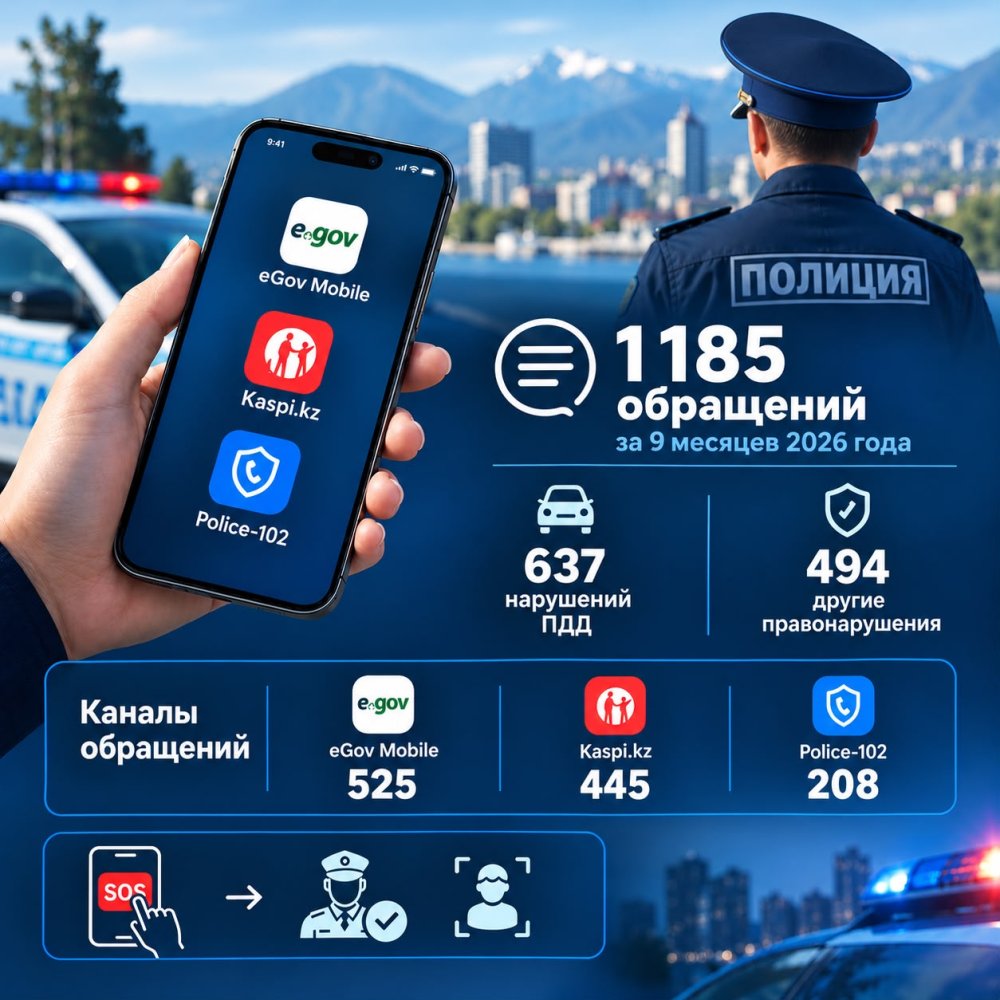 Полицияға бірнеше түймені басу арқылы хабарласу: ШҚО-да цифрлық сервистердің танымалдығы артуда