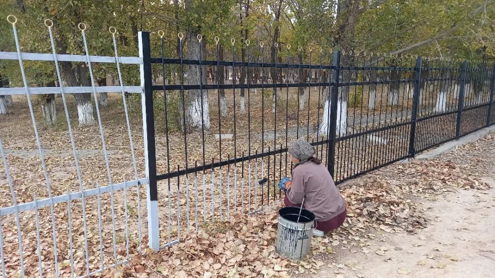 Сарыөзек ауылдық округінде «Таза Қазақстан» бағдарламасы аясында саябақтарда абаттандыру жұмыстары жүргізілді — Фотосурет 1