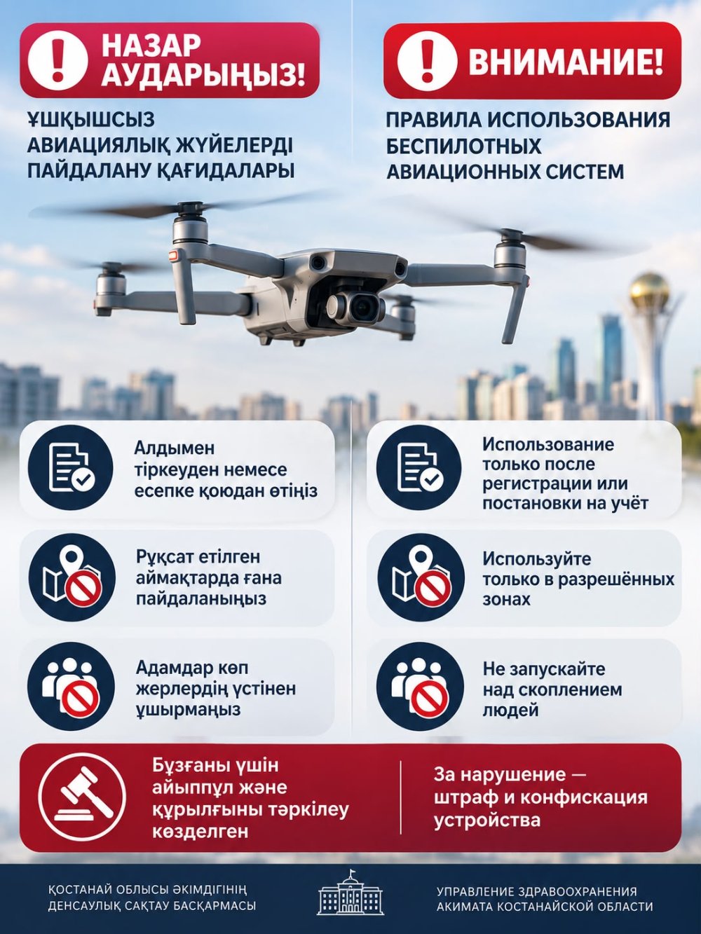 Назар аударыңыз! Ұшқышсыз авиациялық жүйелерді пайдалану қағидалары