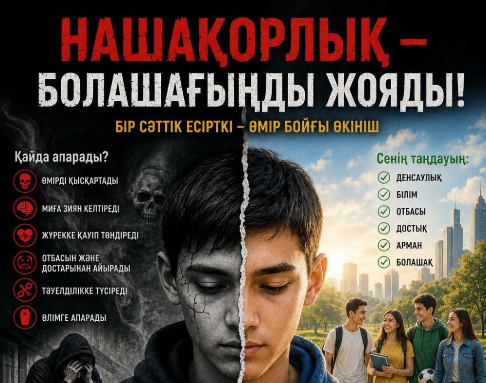 "Кәмелетке толмағандар арасында нашақорлықтың, алкоголизмнің және темекі шегудің алдын алу". "Кәмелетке толмағандар арасында нашақорлықтың, алкоголизмнің және темекі шегудің алдын алу"