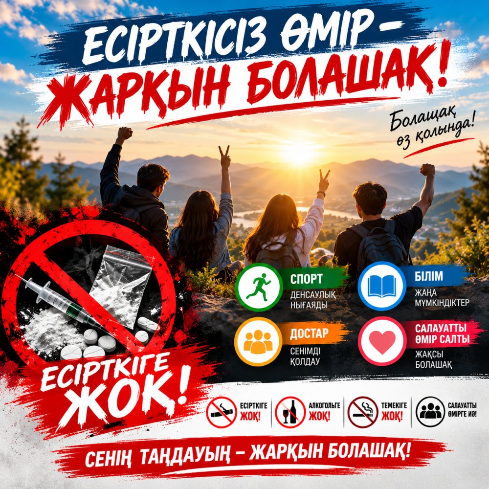 ЕСІРТКІСІЗ ӨМІР – ЖАРҚЫН БОЛАШАҚ!