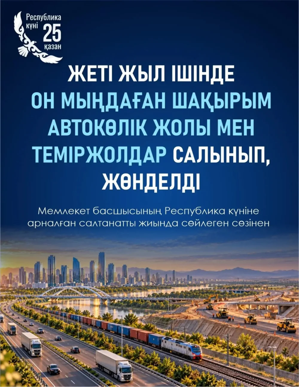 Қазақстан үшін автомобиль жолдары мен теміржол желілерін жаңғырту ішкі экономикалық қажеттілік қана емес, халықаралық бәсекеге қабілеттілікті арттырудың маңызды шарты болып табылады.