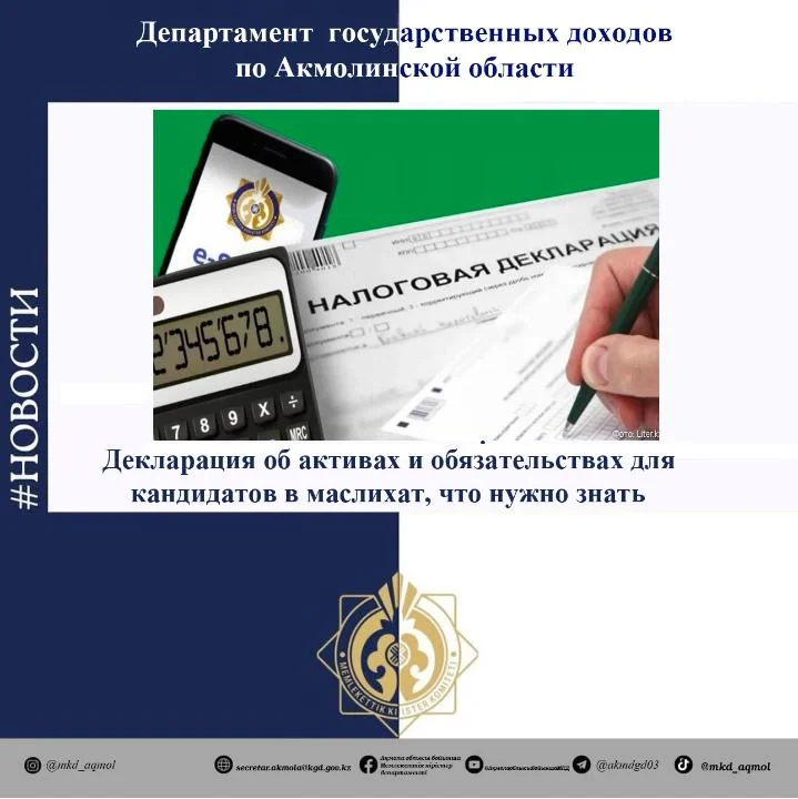 Мәслихатқа кандидаттар үшін активтер мен міндеттемелер туралы декларация: ең басты мәліметтер