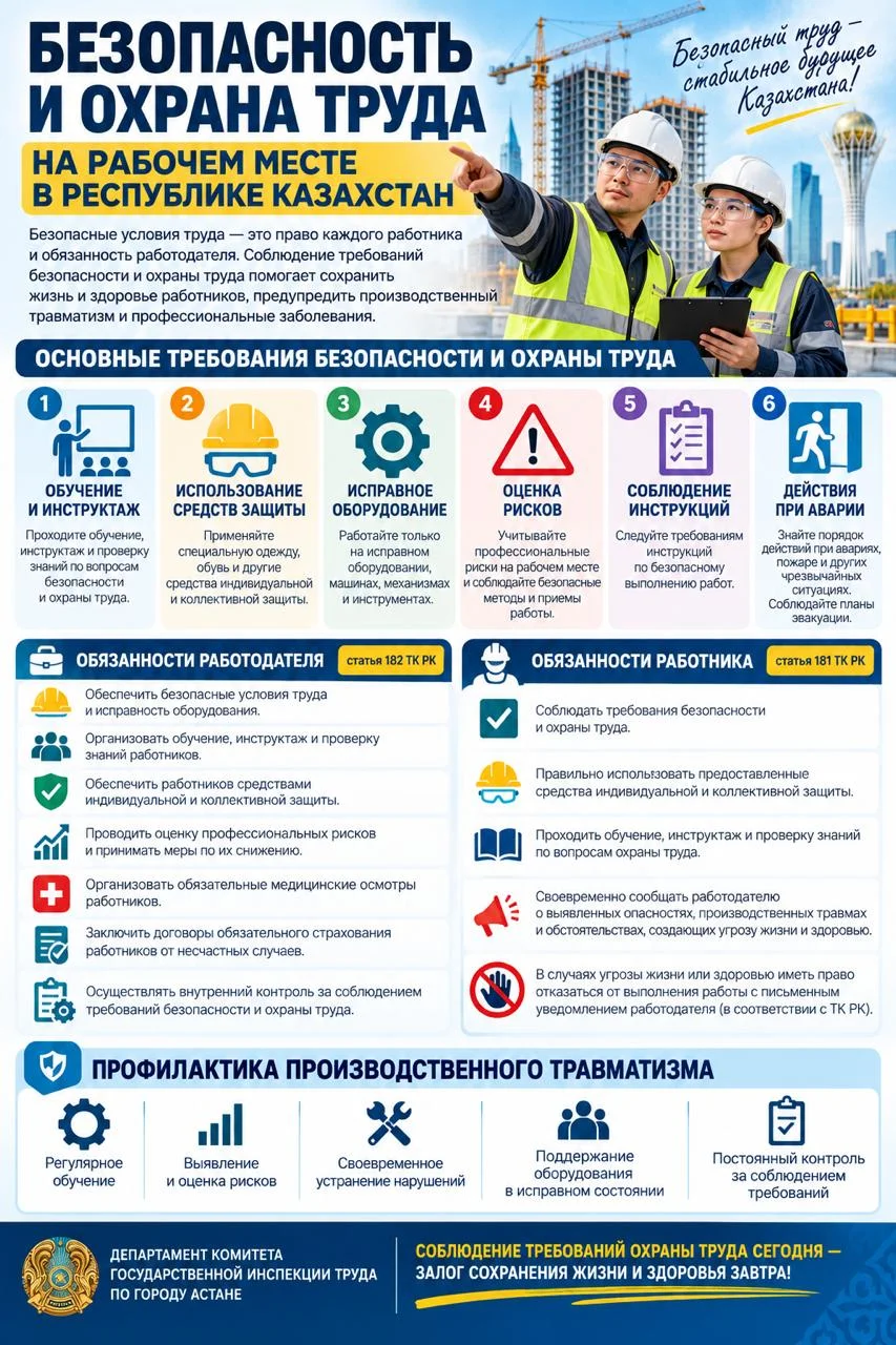 Қазақстан Республикасындағы жұмыс орнындағы қауіпсіздік және еңбекті қорғаудың негізгі талаптары