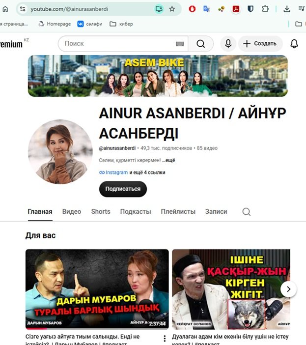 Астана қаласының Дін істері жөніндегі басқармасының мамандары интернет-кеңістікте заңсыз миссионерлік қызметпен айналысатын және діни материалдар жариялайтын желі қолданушыларының арасында Айнұр Асенберді атты журналисттің әлеуметтік желідегі парақшаларына мониторинг жұмыстарын жүргізді.