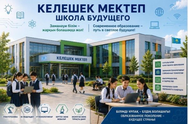 «Келешек мектептері» – сапалы білімге бастар жол Бүгінгі білім – ертеңгі табыстың кепілі. «Келешек мектептері» бағыты аясында оқушылардың сапалы білім алып, заманауи технологияларды тиімді пайдалануына бағытталған жұмыстар жалғасуда. Білімді ұрпақ – еліміздің ең үлкен байлығы!