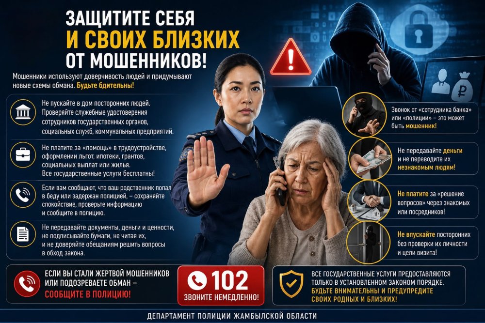 Жамбыл облысының полицейлері алаяқтардан қалай қорғануға болатынын түсіндірді