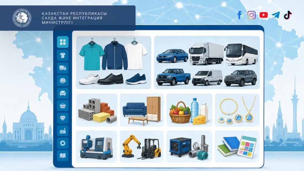 Қазақстанның Ұлттық тауарлар каталогы: тіркелген тауарлар саны бойынша киім-кешек пен көлік құралдары көш бастап тұр