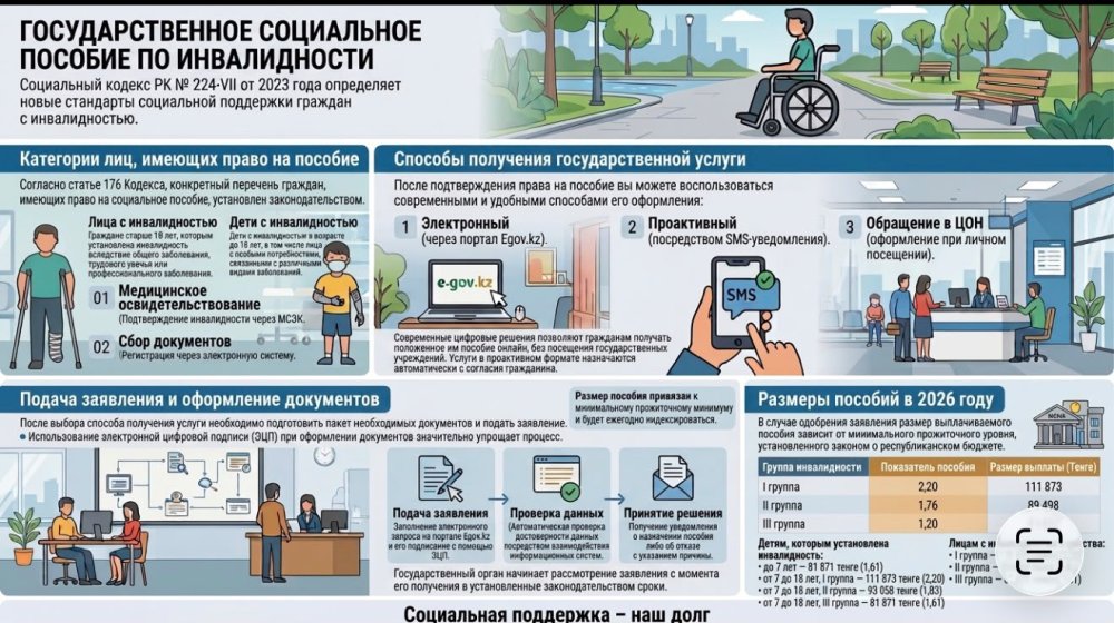 ♿ МҮГЕДЕКТІГІ БОЙЫНША МЕМЛЕКЕТТІК ӘЛЕУМЕТТІК ЖӘРДЕМАҚЫ: ТАҒАЙЫНДАУ ЖӘНЕ ТӨЛЕУ ТӘРТІБІ