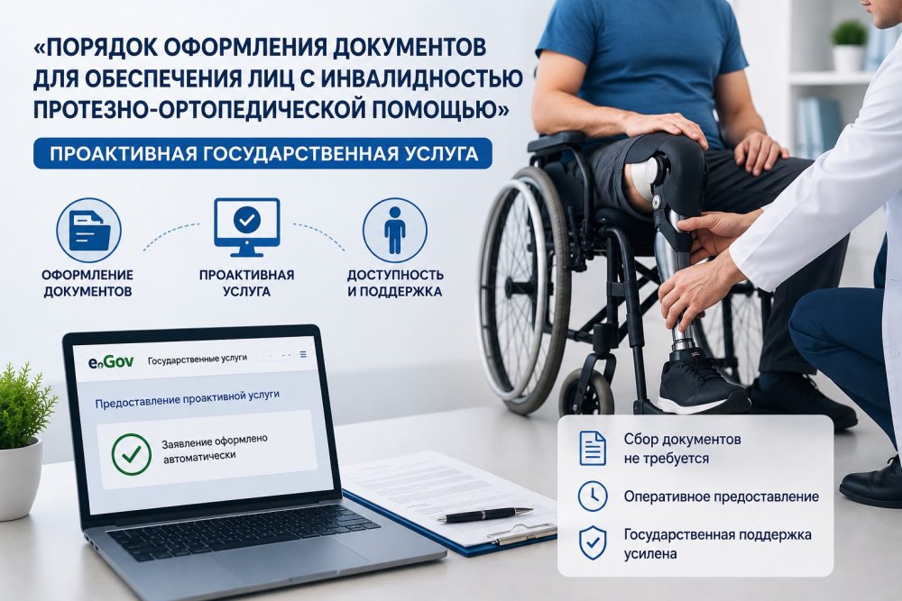 «Мүгедектігі бар адамдарды протездік-ортопедиялық көмекпен қамтамасыз етуге құжаттарды ресімдеу» проактивті мемлекеттік қызметін көрсету тәртібі