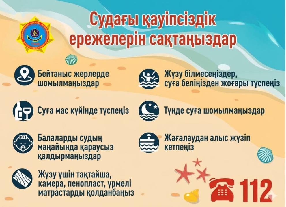 ТЖМ азаматтарға судағы қауіпсіздік қағидаларын сақтауға шақырады