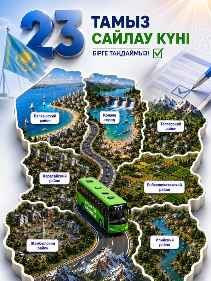 23 тамыз — Сайлау күні қоғамдық автобус көлігінде жол жүру тегін болады. 🚌