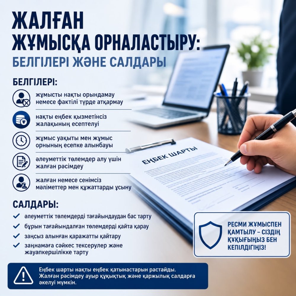 ‼️ЖАЛҒАН ЖҰМЫСҚА ОРНАЛАСТЫРУ: БЕЛГІЛЕРІ МЕН САЛДАРЫ