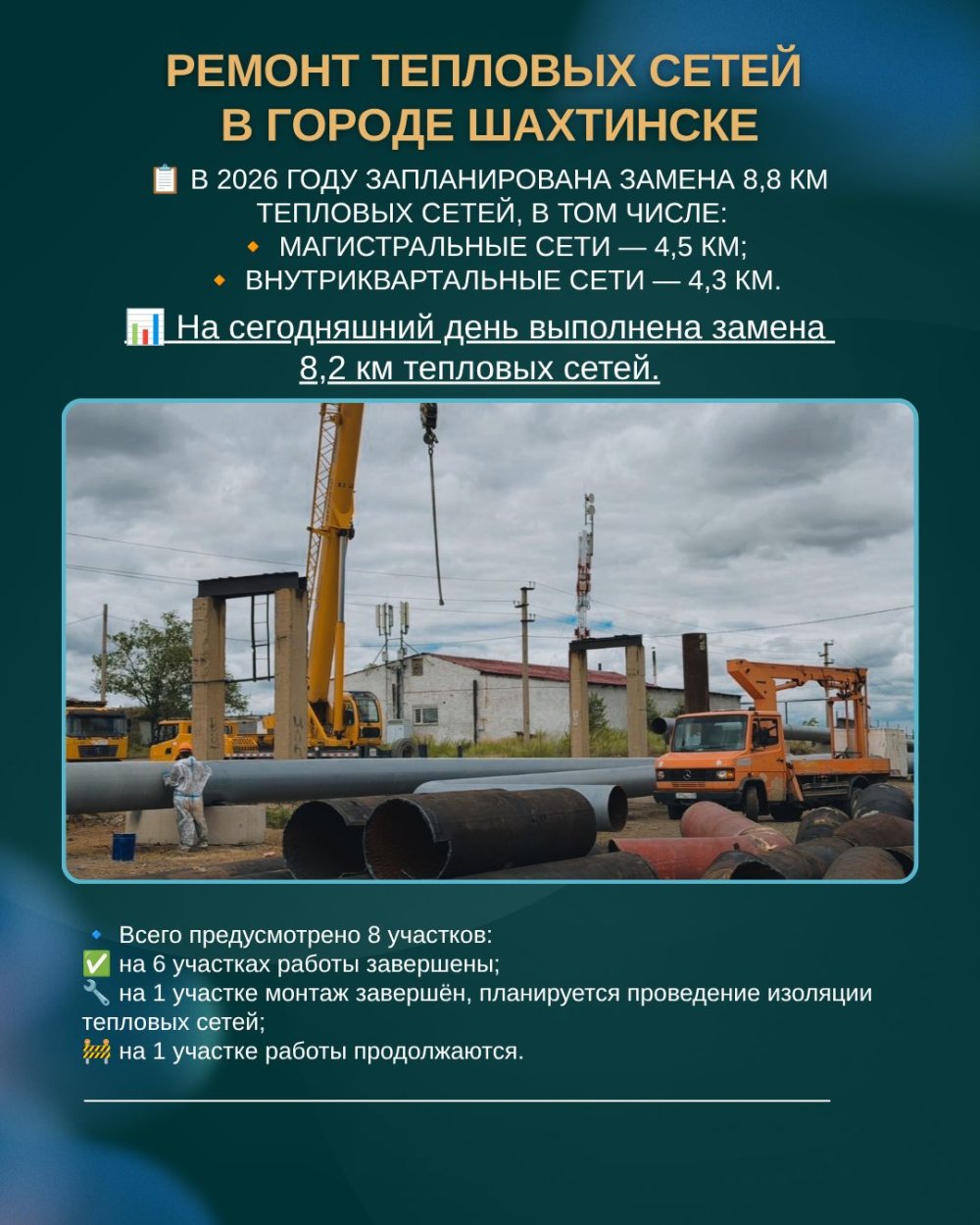ШАХТИНСК ҚАЛАСЫНДА ЖЫЛУ ЖЕЛІЛЕРІН ЖӨНДЕУ ЖҰМЫСТАРЫ ЖҮРГІЗІЛУДЕ