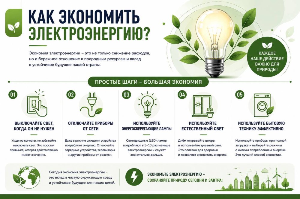 ЭЛЕКТР ЭНЕРГИЯСЫН ҮНЕМДЕУ – ӘРКІМНІҢ ҮЛЕСІ