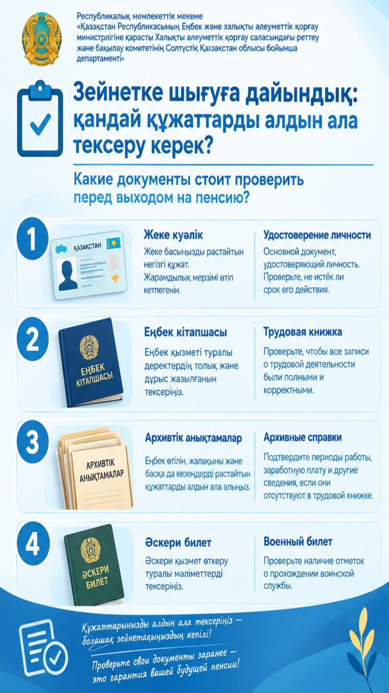 Зейнетке шығар алдында құжаттарды тексерудің ең қолайлы уақыты қашан?