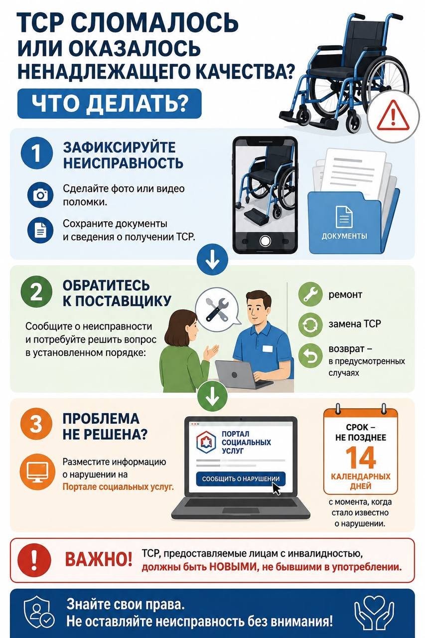 ТСР сломалось или оказалось ненадлежащего качества? Не знаете, что делать? Сохраняйте инфографику и следуйте пошагово:
