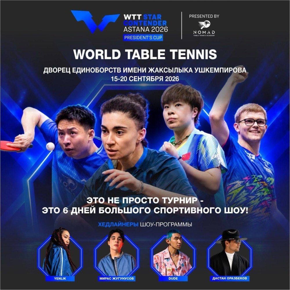 Астана впервые примет WTT Star Contender: звезды мирового настольного тенниса сыграют в рамках Кубка Президента РК