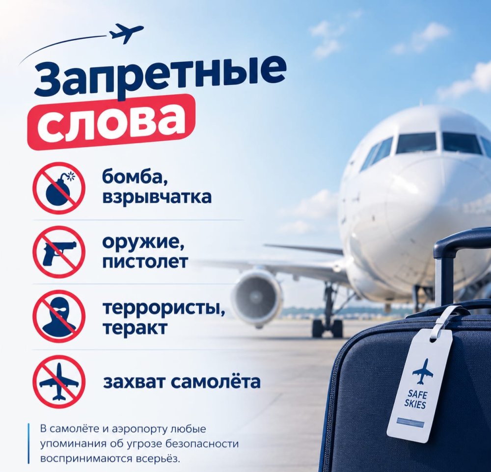 Неосторожные высказывания на борту могут привести к задержке рейса и ответственности
