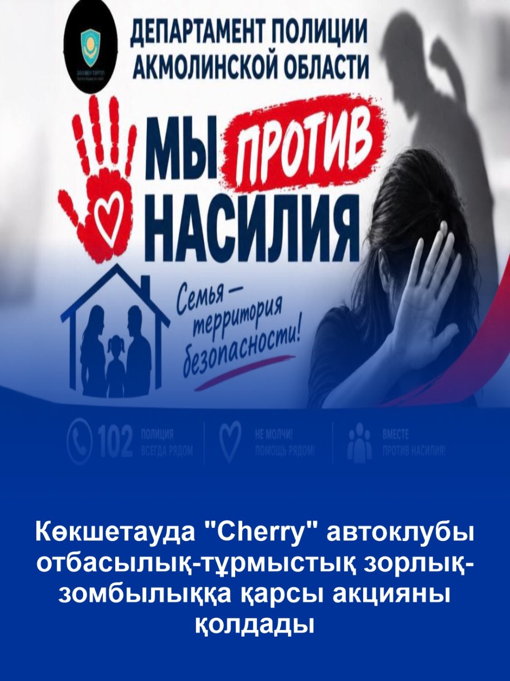 В Кокшетау автоклуб «Cherry» поддержал акцию против семейно-бытового насилия