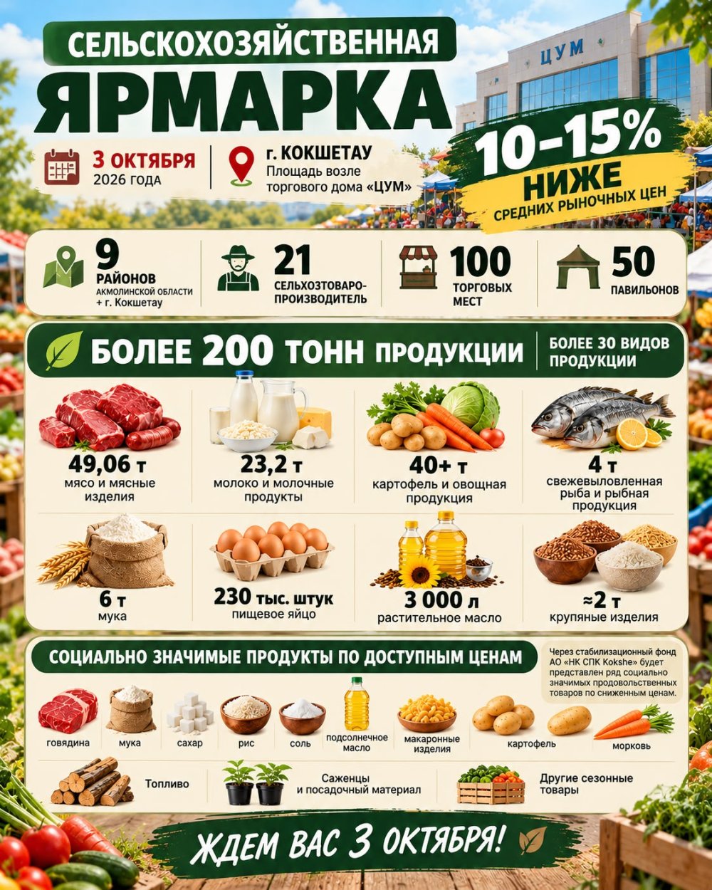 В Кокшетау пройдет большая сельскохозяйственная ярмарка