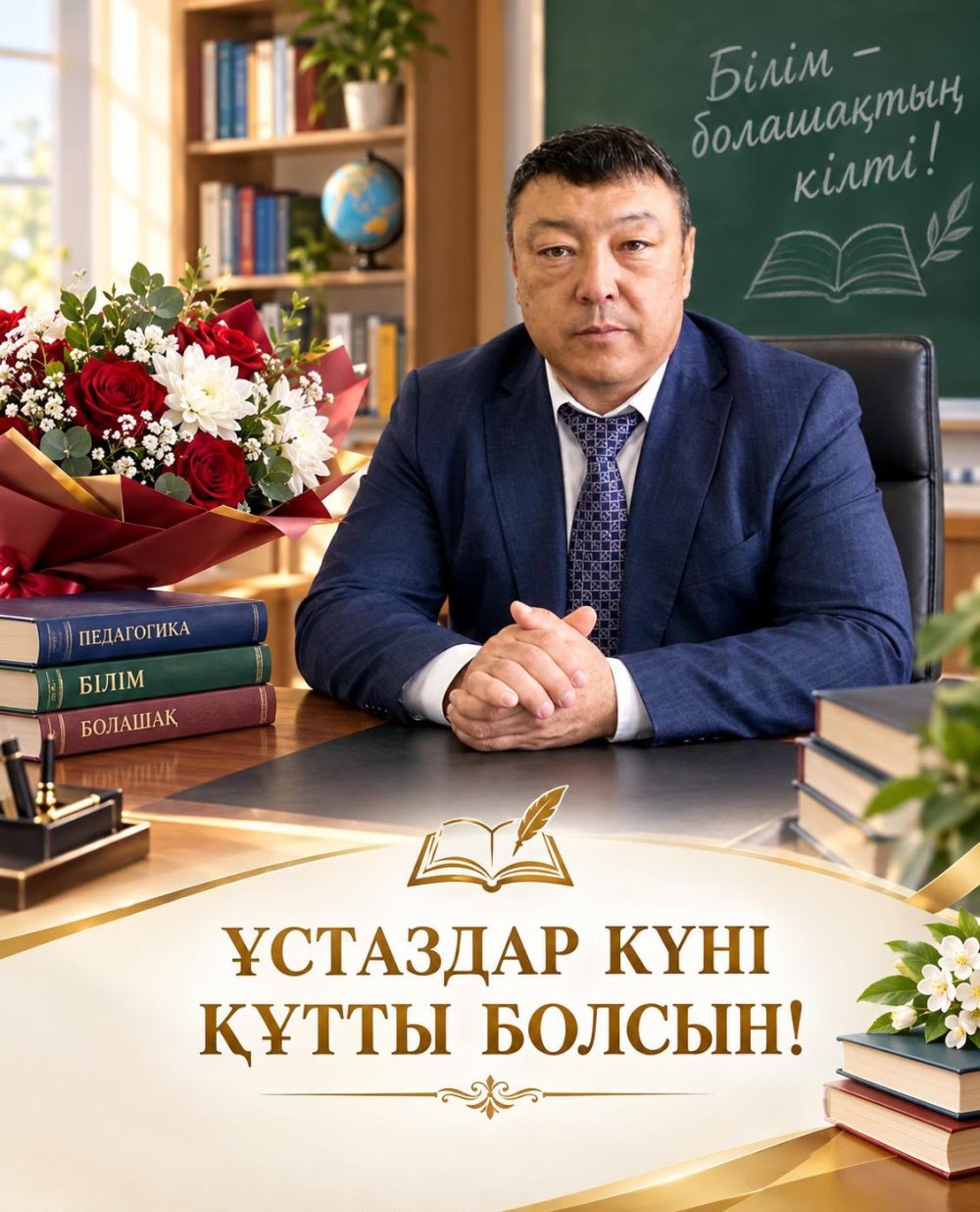 Поздравление акима округа с днем учителей