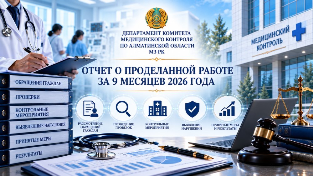 О РЕЗУЛЬТАТАХ ГОСУДАРСТВЕННОГО КОНТРОЛЯ В СФЕРЕ МЕДИЦИНСКОЙ ДЕЯТЕЛЬНОСТИ В АЛМАТИНСКОЙ ОБЛАСТИ ЗА 9 МЕСЯЦЕВ 2026 ГОДА