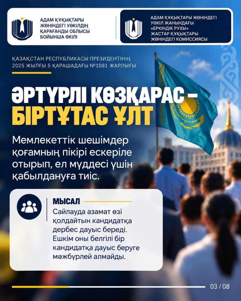 Указ Президента Республики Казахстан № 1081 определяет основные принципы, ценности и направления внутренней политики, включая обеспечение и защиту прав человека — Фото 15