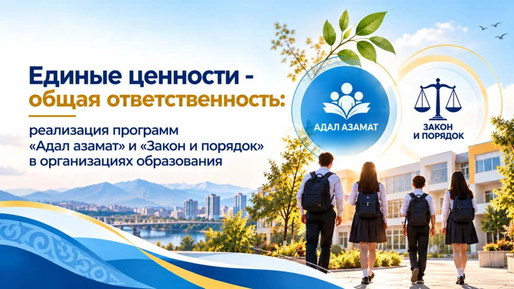 Областной онлайн-семинар на тему «Единые ценности - общая ответственность: реализация программ «Адал азамат» и «Закон и порядок» в организациях образования» — Фото 1