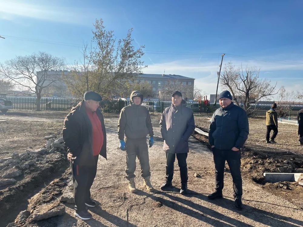Аким Иртышского сельского округа Д. Омаров проверил благоустройство парка в селе Прииртышское — Фото 1