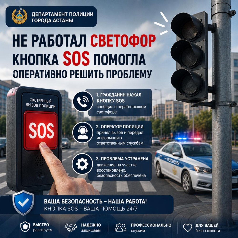 В Астане полицейские оперативно отреагировали на сообщение, поступившее через кнопку «SOS»